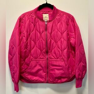 Thread & Supply Hot Pink Quilted Barbiecore Military Style Bomber Jacket Size M